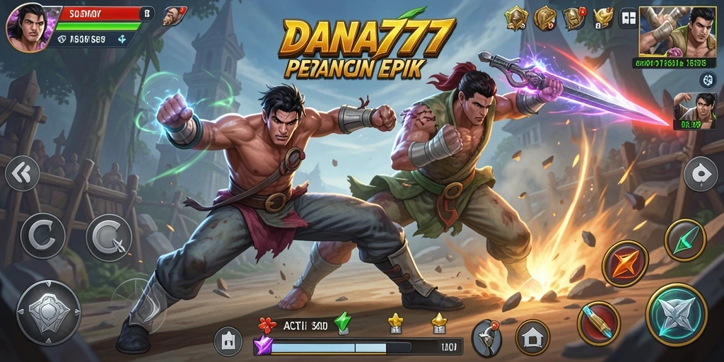 Tampilan gameplay DANA777 yang mendebarkan dan penuh aksi pertarungan.