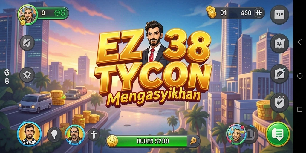 Menampilkan gameplay seru EZ338 dalam membangun kerajaan bisnis.