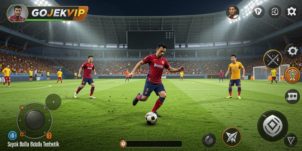 Tampilan gameplay seru dalam game sepak bola GOJEKVIP.