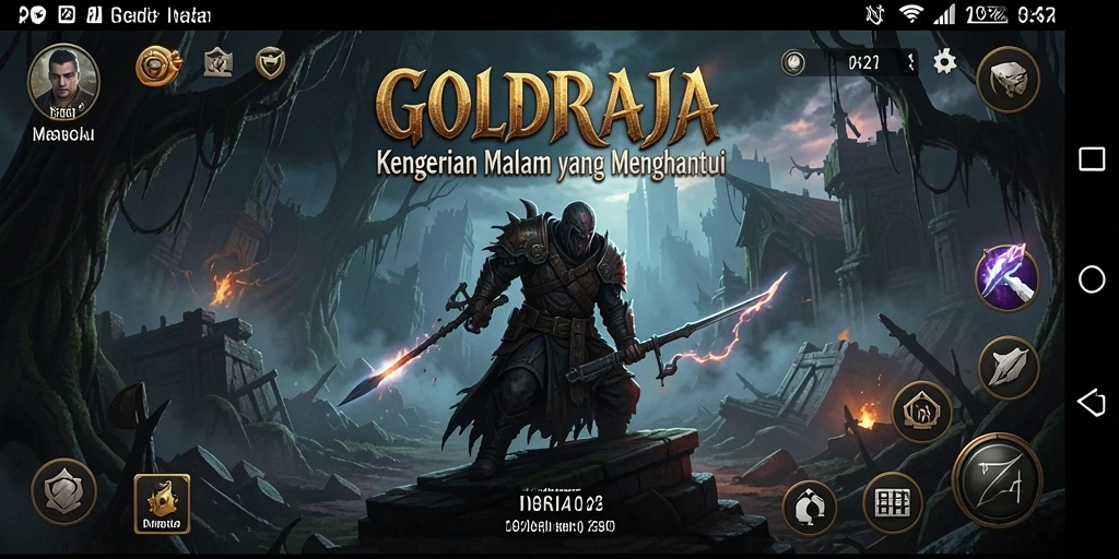 Tampilan gameplay <strong>GOLDRAJA</strong> yang menampilkan suasana mencekam dan makhluk menyeramkan.