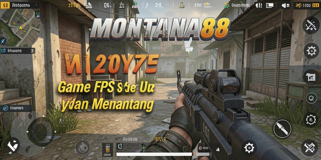 Tangkapan layar utama MONTANA88 menampilkan aksi menembak yang intens dan memukau.