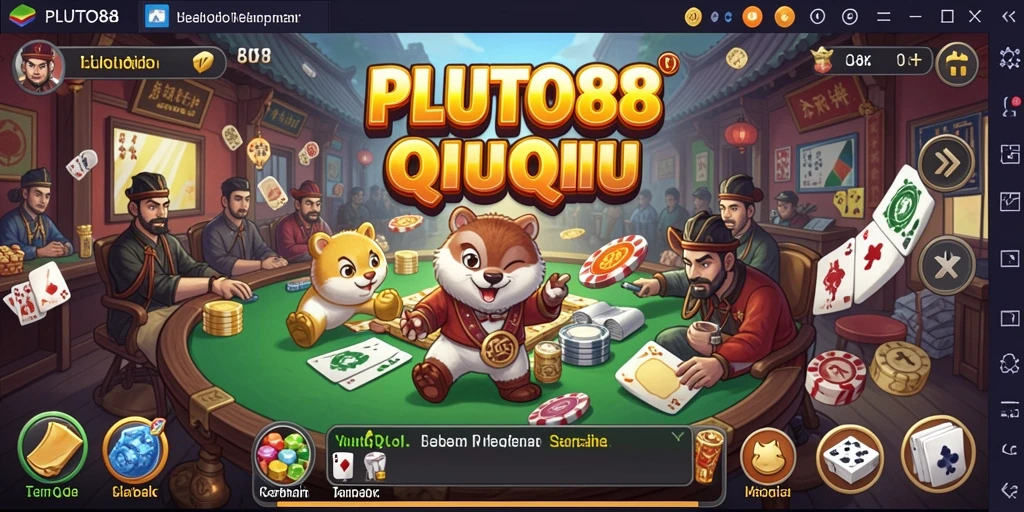 Screenshot PLUTO88 menampilkan aksi seru permainan QiuQiu.