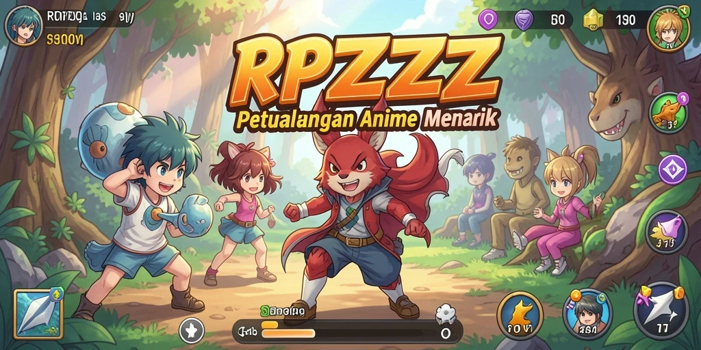 Tampilan gameplay RPZZZ yang penuh warna dan karakter menarik.