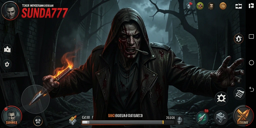 Screenshot gameplay SUNDA777 yang menampilkan suasana horor.
